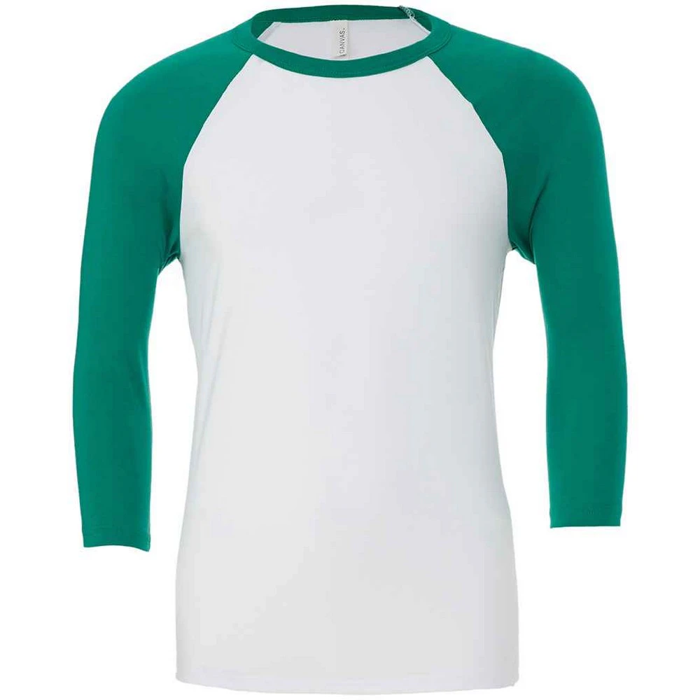 Canvas Unisex Adult 3/4 Sleeve Baseball T-Shirt (White/Kelly Green) - PC5817