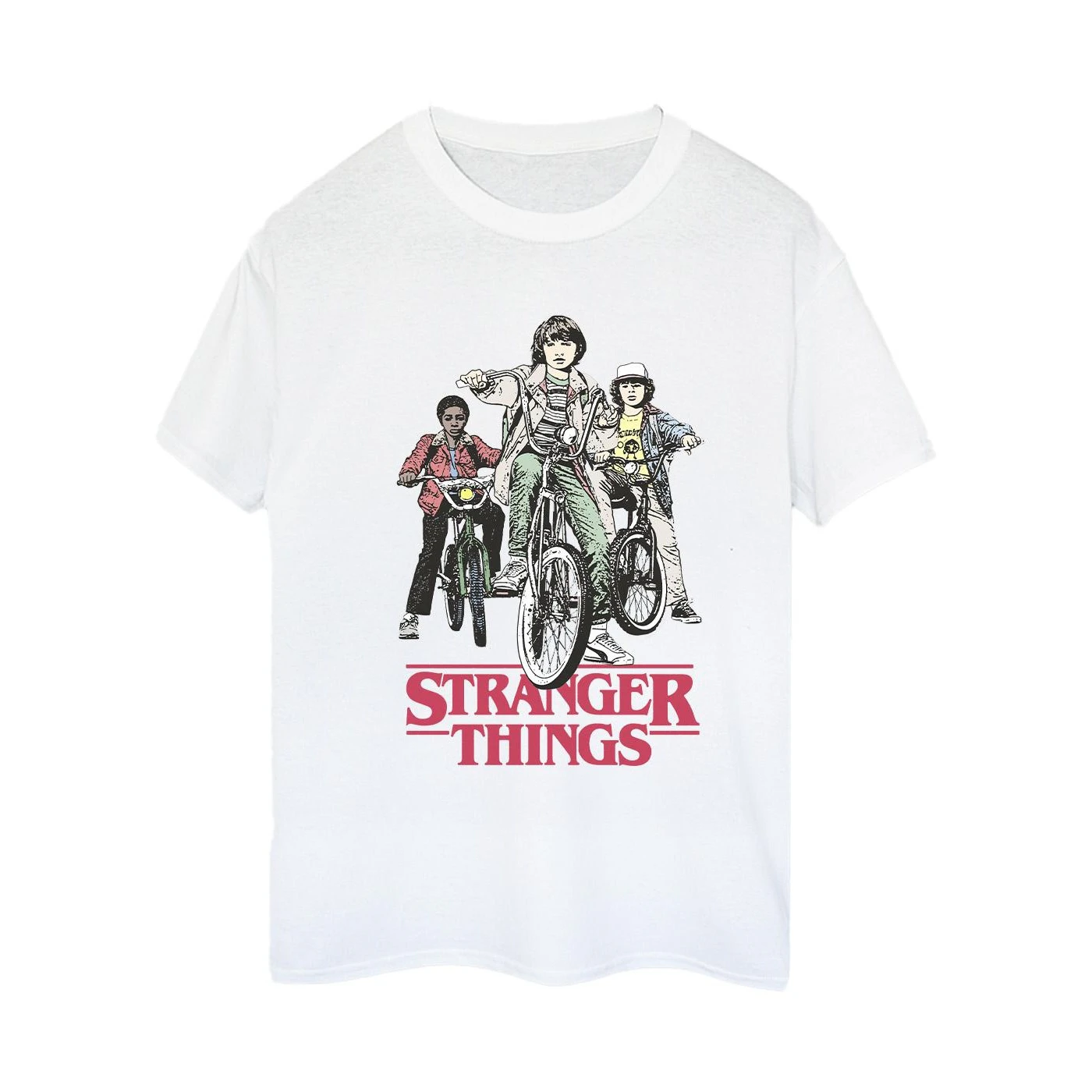 Netflix Womens Stranger Things Retro Bikers Cotton Boyfriend T-Shirt (White) - BI49117