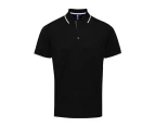 Premier Mens Coolchecker Contrast Pique Polo Shirt (Black/White) - PC5466