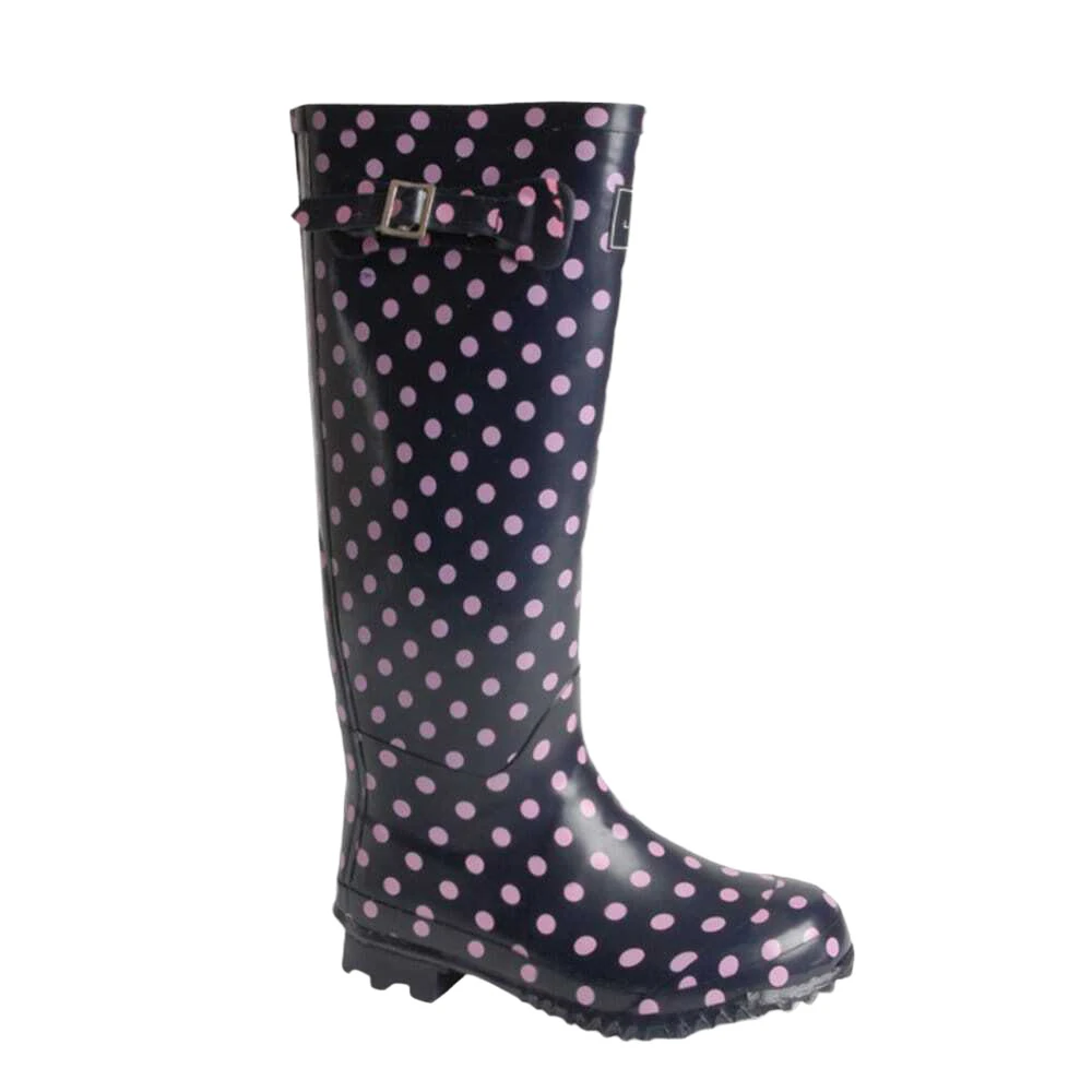 Lunar Womens Spotted Rubber Wellington Boots (Blue) - GS213