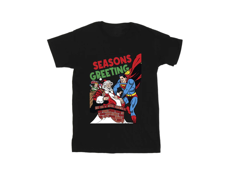 DC Comics Boys Superman Santa Comic T-Shirt (Black) - BI33845