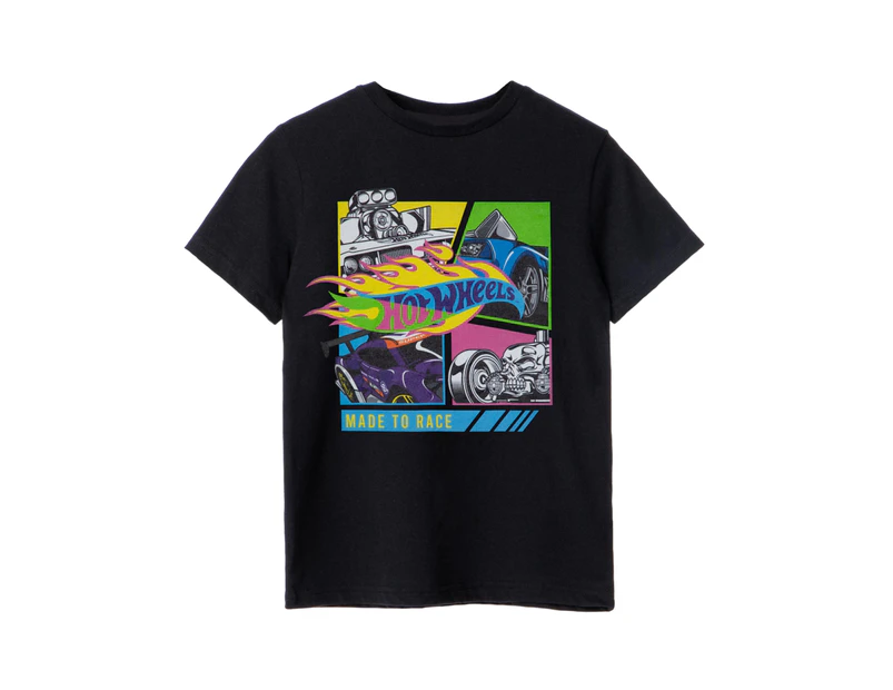 Hot Wheels Boys Made To Race Neon T-Shirt (Black) - NS8144