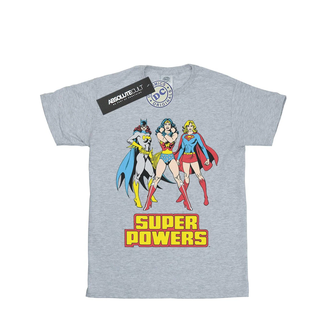 DC Super Hero Girls Mens Super Power Wonder Woman Group Cotton T-Shirt (Sports Grey) - BI415