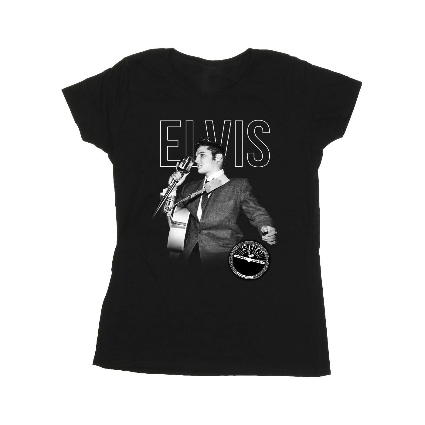 Elvis Womens Logo Portrait Cotton T-Shirt (Black) - BI37845