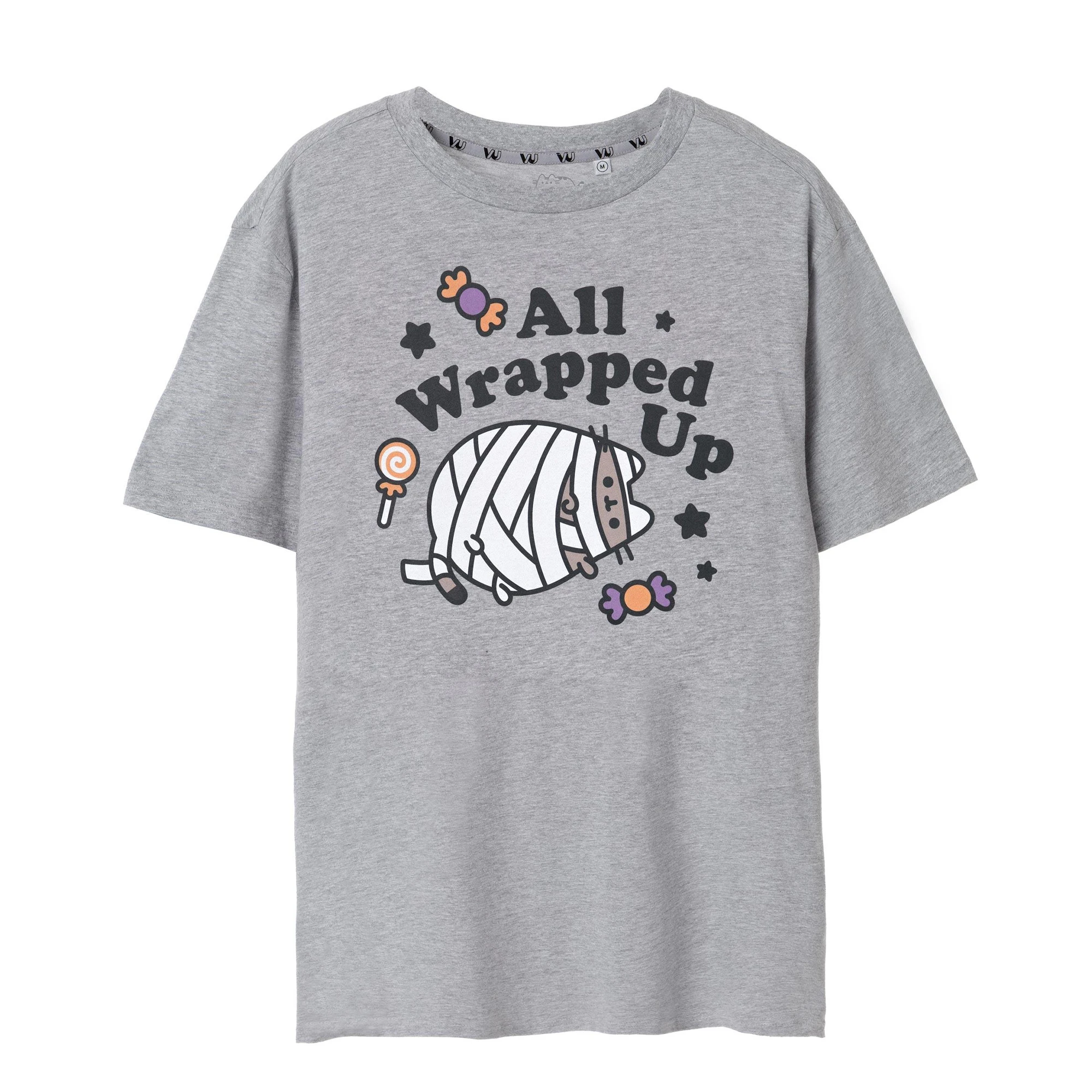 Pusheen Womens All Wrapped Up Halloween T-Shirt (Grey) - NS7716