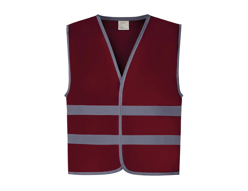 Yoko Childrens/Kids Hi-Vis Two Band Waistcoat (Maroon) - PC3961