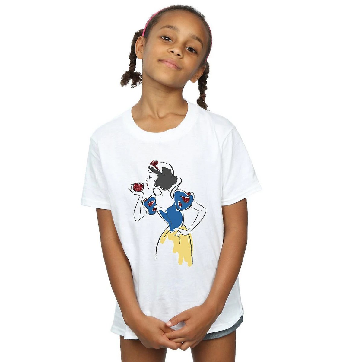 Snow White And The Seven Dwarfs Girls Apple Cotton T-Shirt (White) - BI567