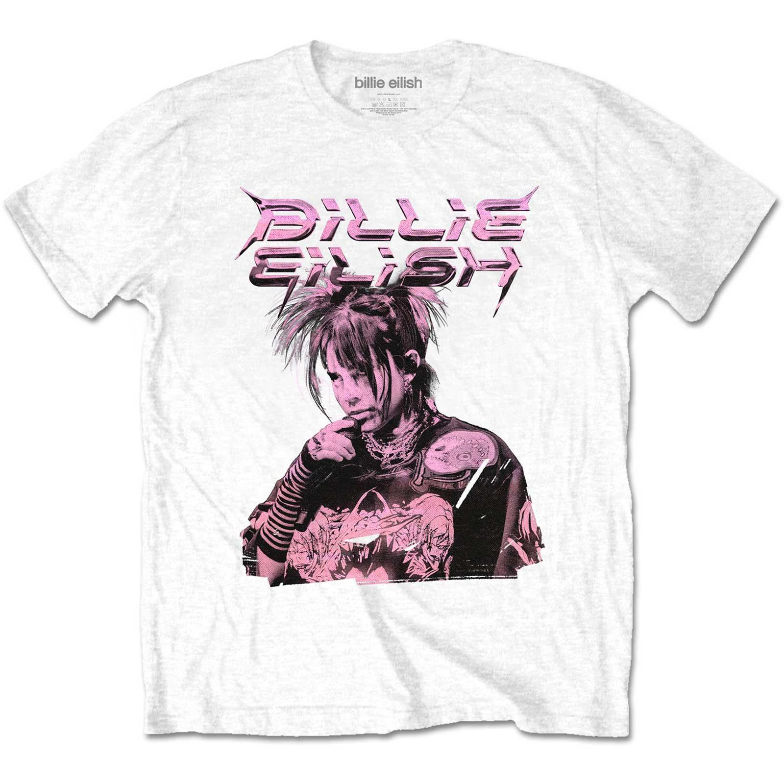 Billie Eilish Unisex Adult Illustration T-Shirt (White) - RO5287