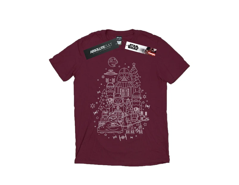 Star Wars Mens Empire Christmas T-Shirt (Burgundy) - BI46663