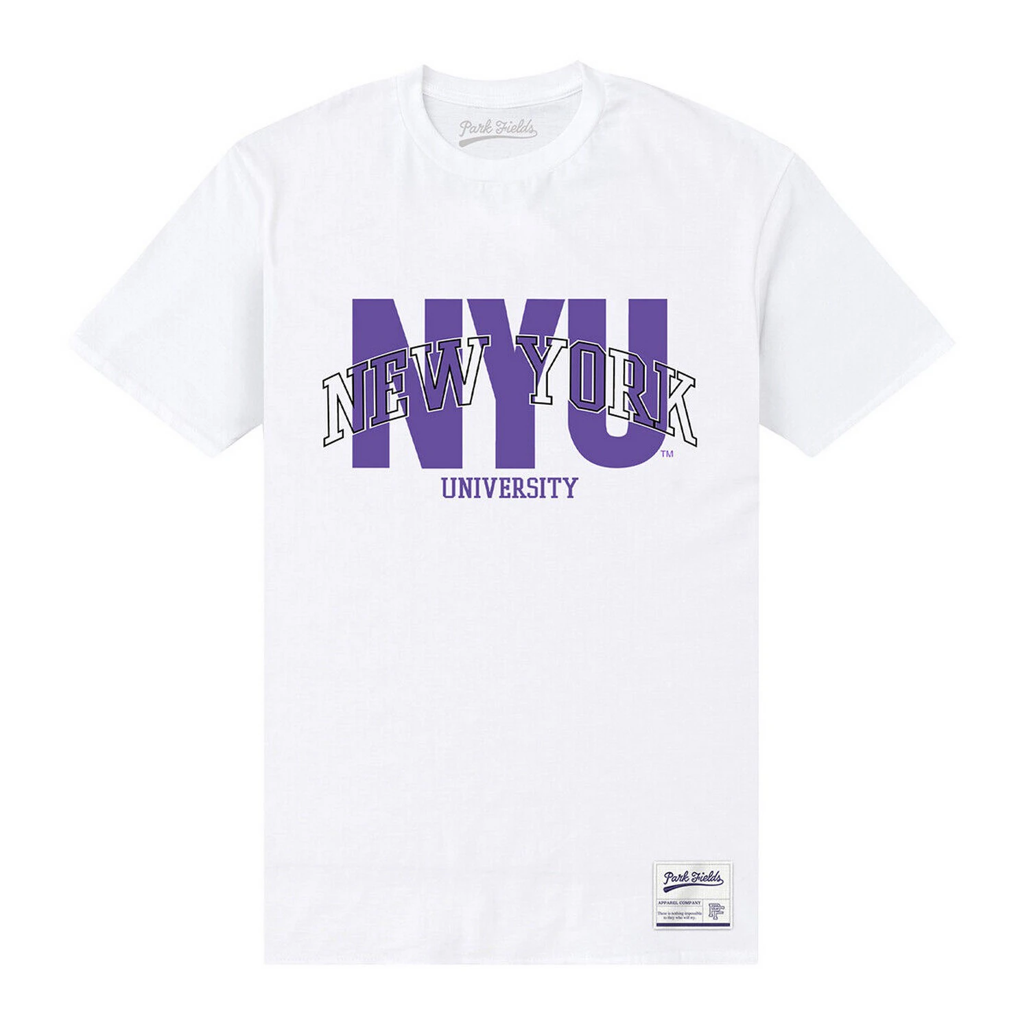 New York University Unisex Adult Script T-Shirt (White) - PN439