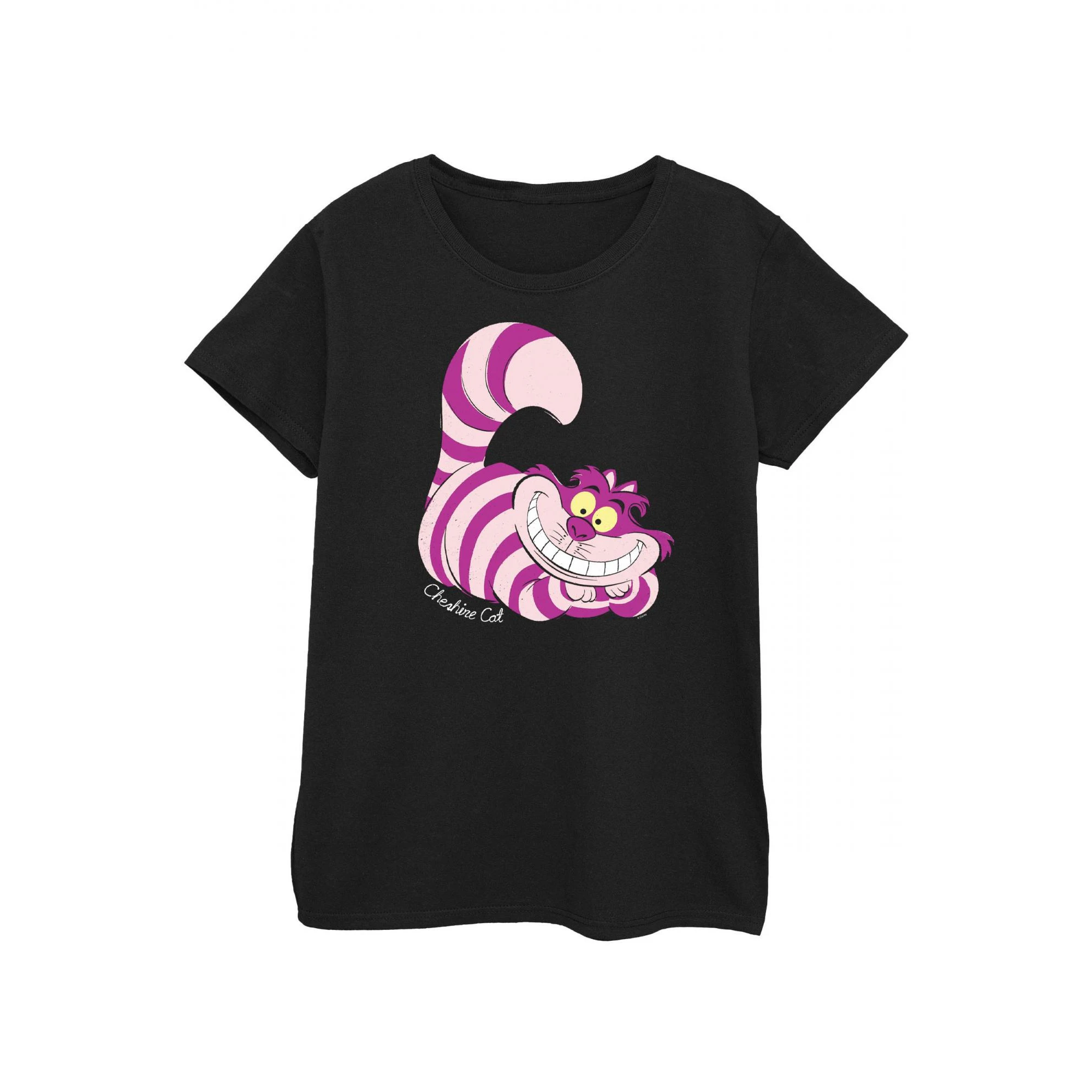 Alice In Wonderland Womens Cheshire Cat Fitted T-Shirt (Black/Pink/Purple) - BI380