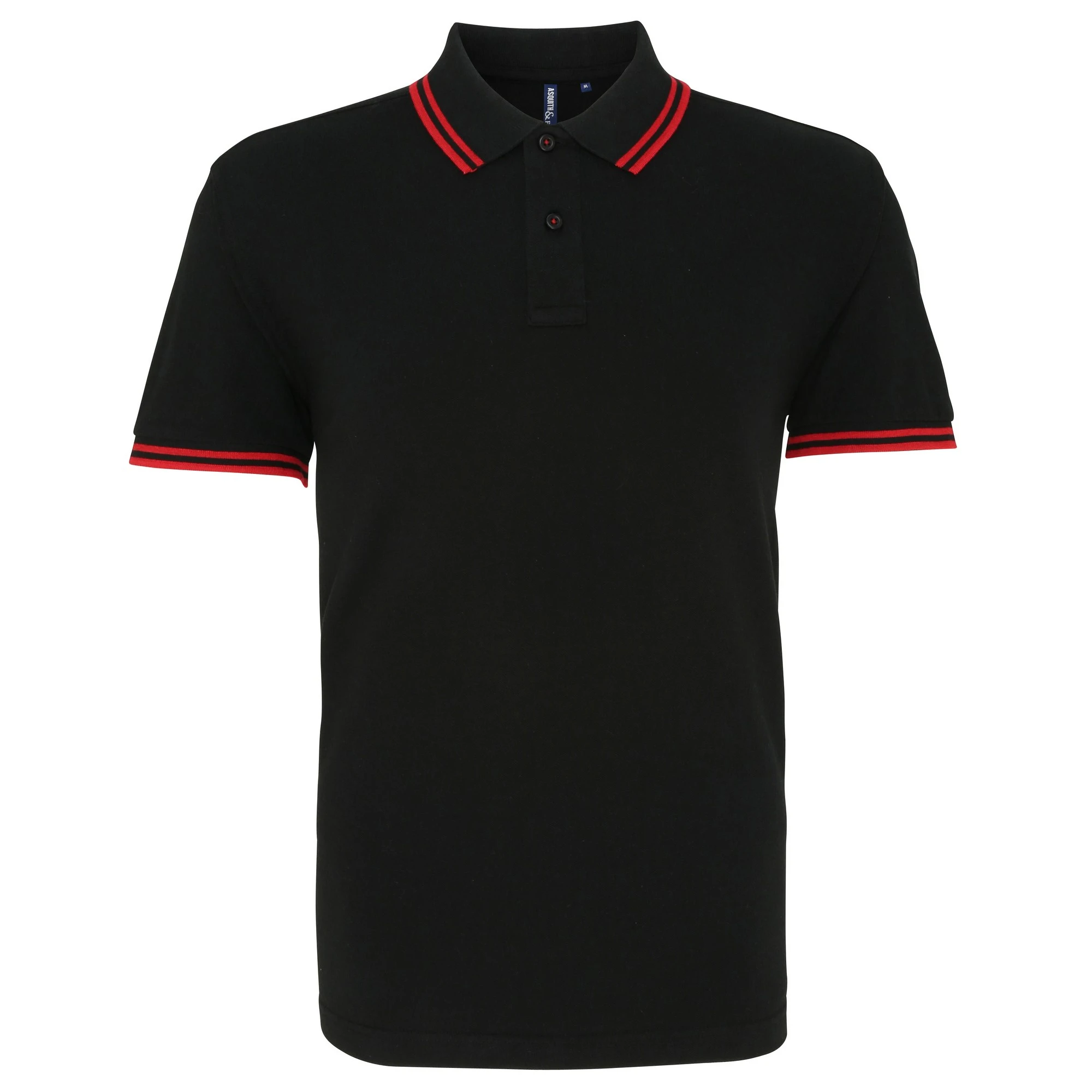 Asquith & Fox Mens Classic Fit Tipped Polo Shirt (Black/ Red) - RW4809