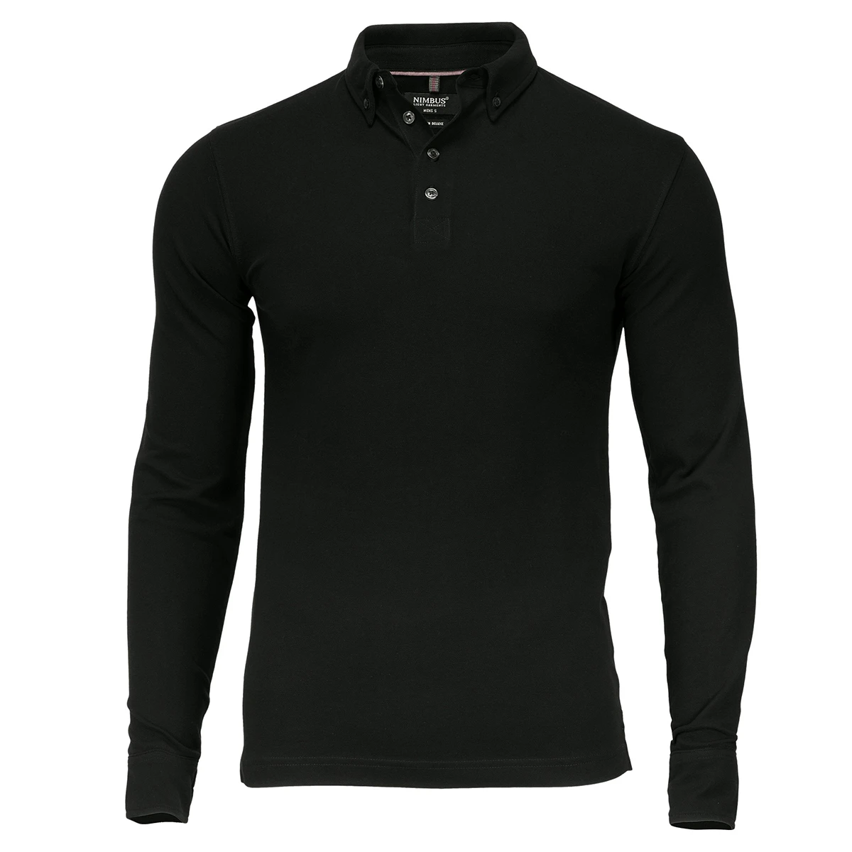 Nimbus Mens Carlington Deluxe Long Sleeve Polo Shirt (Black) - RW5653