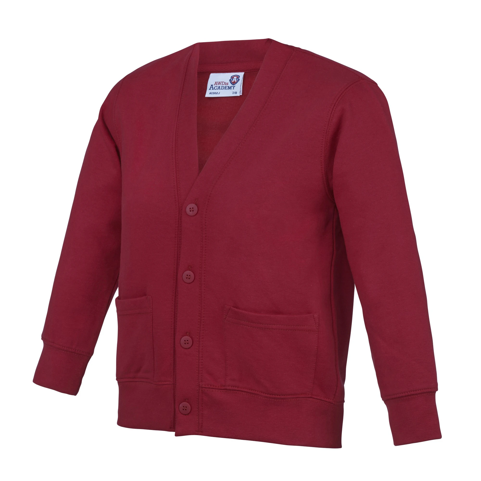 AWDis Academy Childrens/Kids Button Up School Cardigan (Pack of 2) (Burgundy) - RW6679