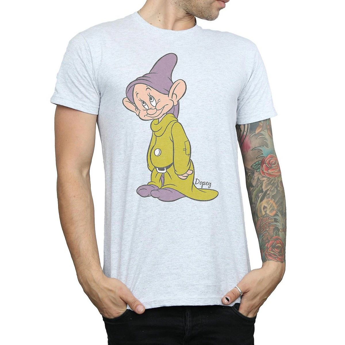 Snow White And The Seven Dwarfs Mens Classic Dopey T-Shirt (Sports Grey) - BI827