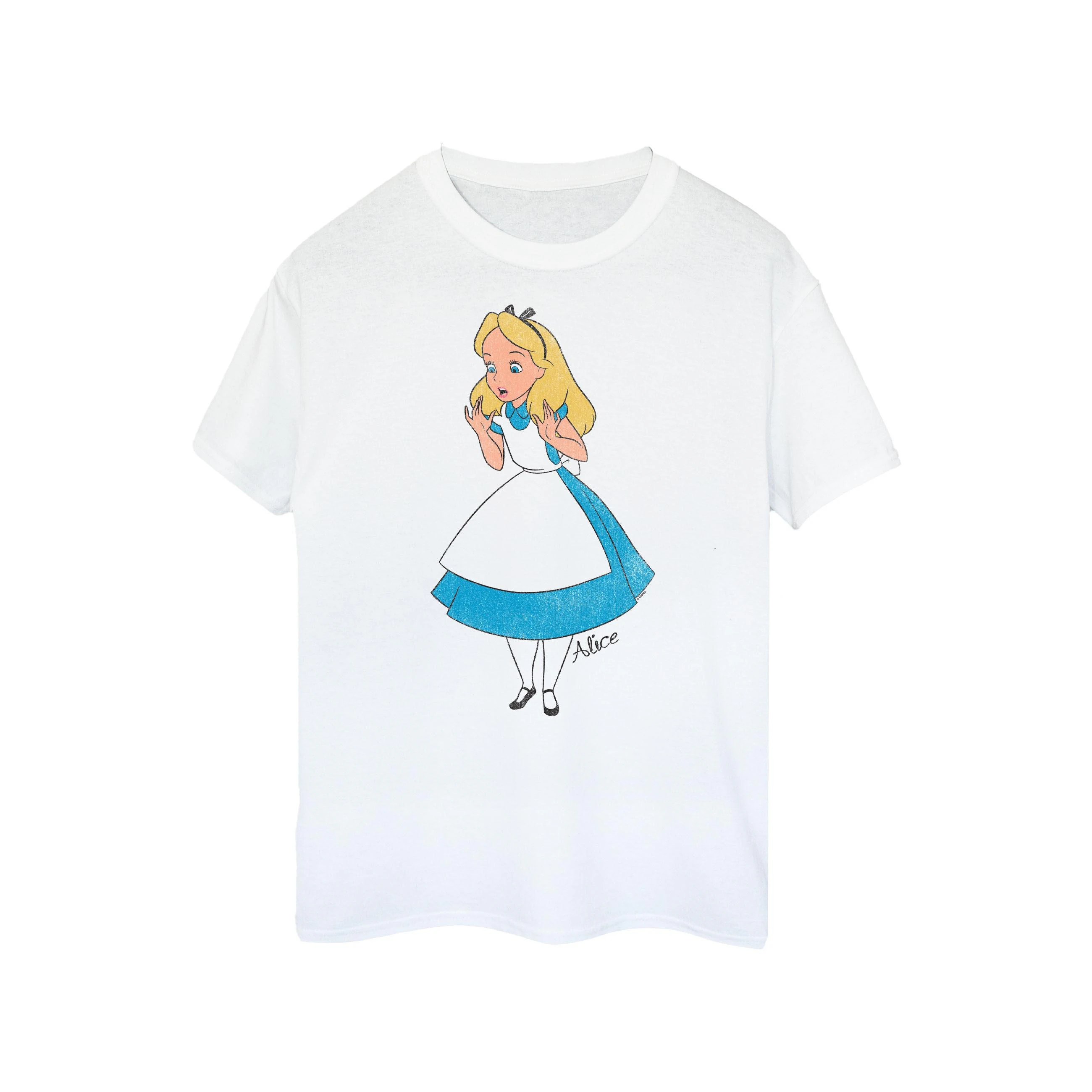 Alice In Wonderland Womens Classic Boyfriend Cotton T-Shirt (White) - BI442