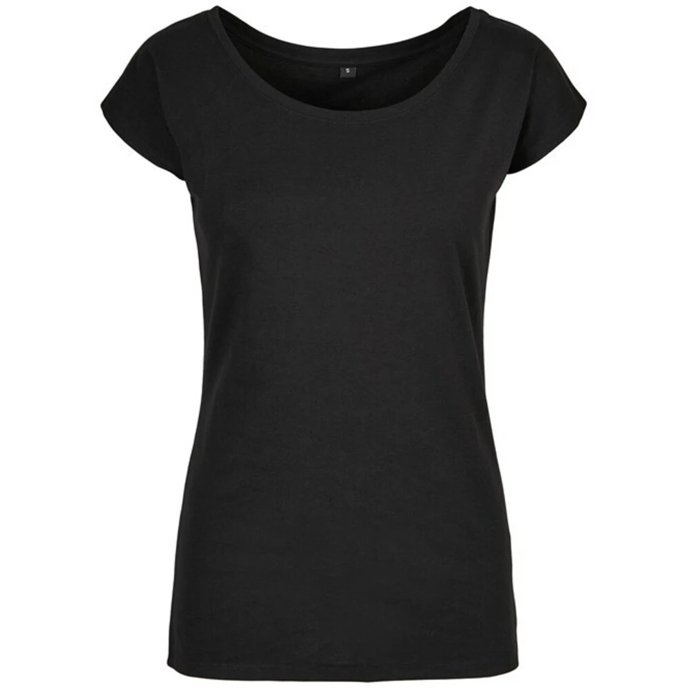 Build Your Brand Womens Wide Neck T-Shirt (Black) - RW8369