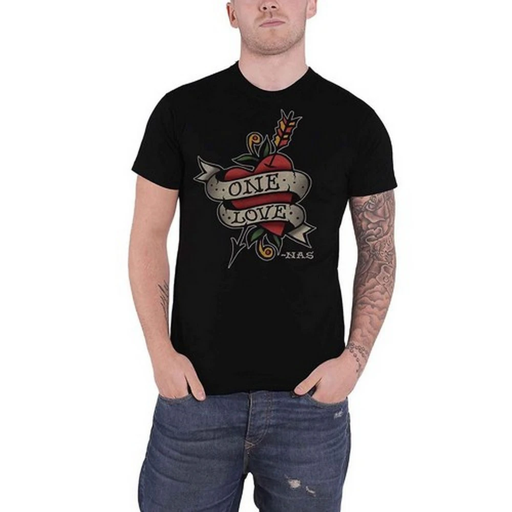 Nas Unisex Adult Love Tattoo Cotton T-Shirt (Black) - RO7546