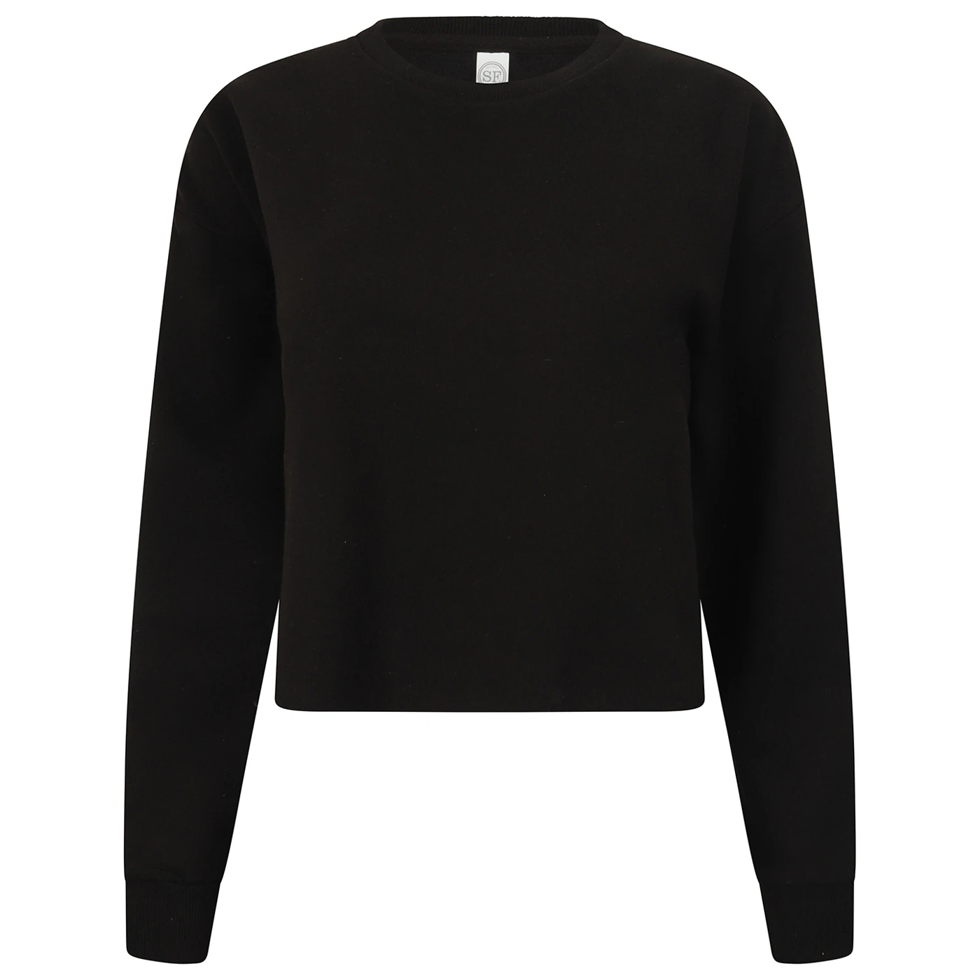 SF Womens Slounge Cropped Sweatshirt (Black) - RW9433