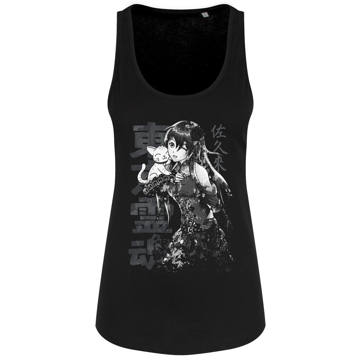 Tokyo Spirit Womens Sakura Monochrome Vest Top (Black) - GR4115