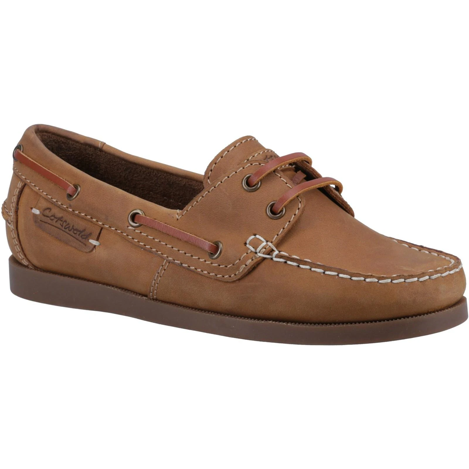 Cotswold Womens Waterlane Leather Boat Shoes (Camel) - FS10632