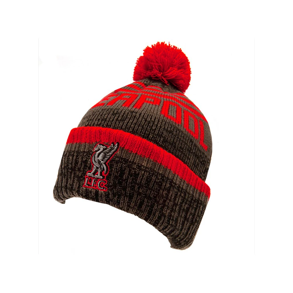 Liverpool FC Unisex Adult Knitted Bobble Beanie (Red/Grey) - SG22424