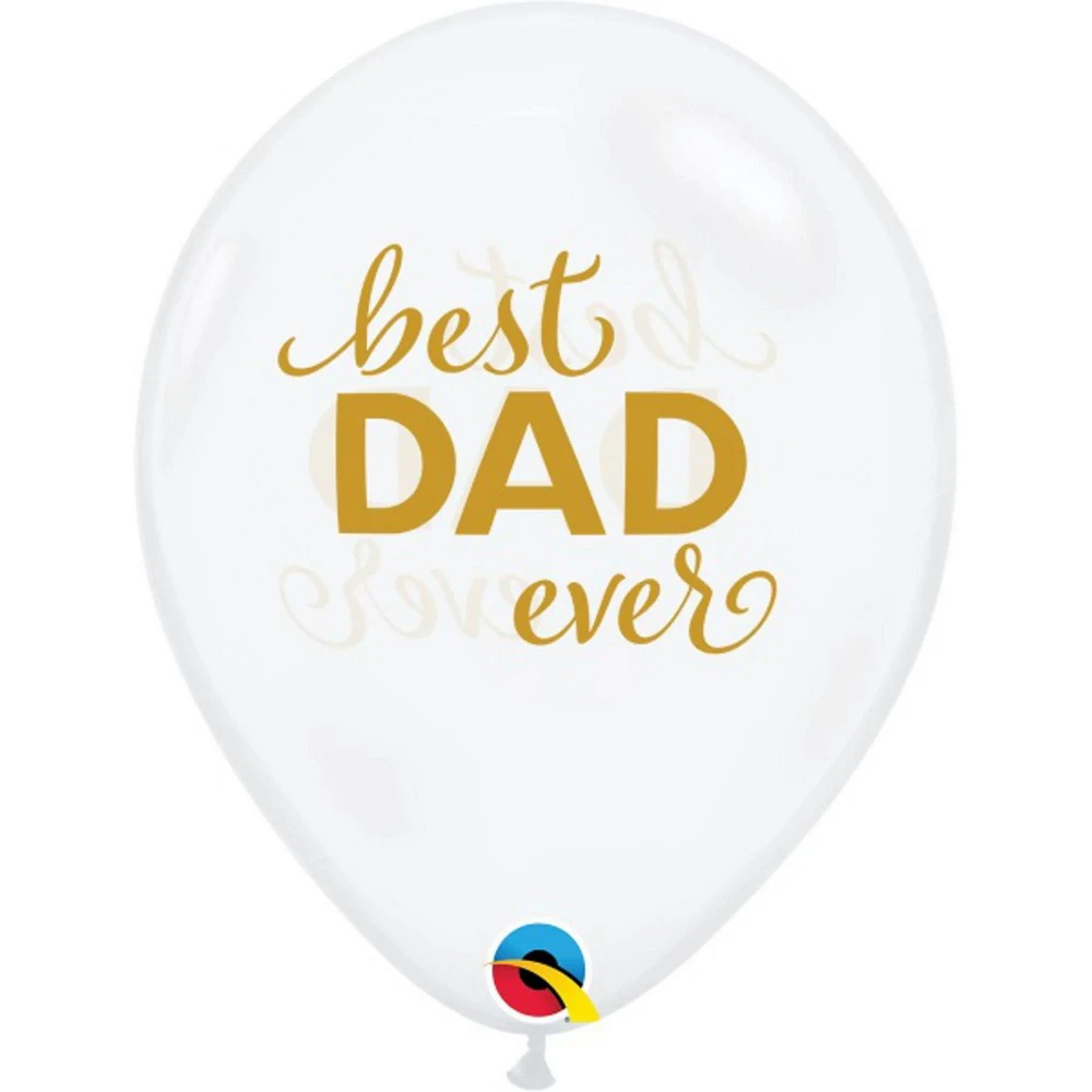 Qualatex Best Dad Ever Latex Round Balloons (Pack of 25) (Clear) - SG22607