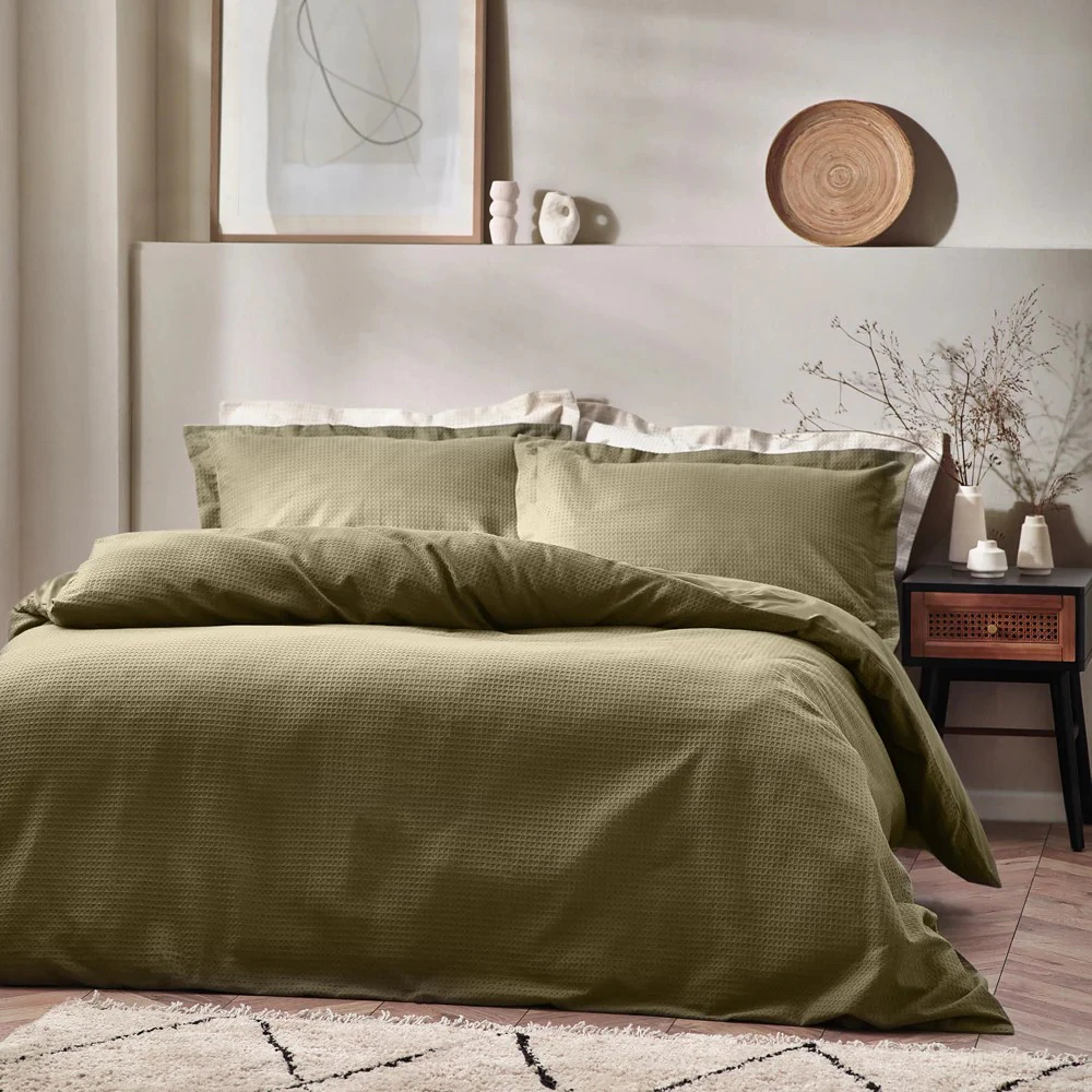 Yard Waffle Textured Duvet Cover Set (Olive) - RV3240