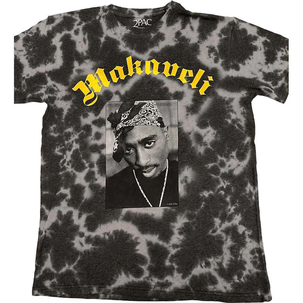 Tupac Shakur Unisex Adult Makaveli Tie Dye T-Shirt (Grey) - RO9921