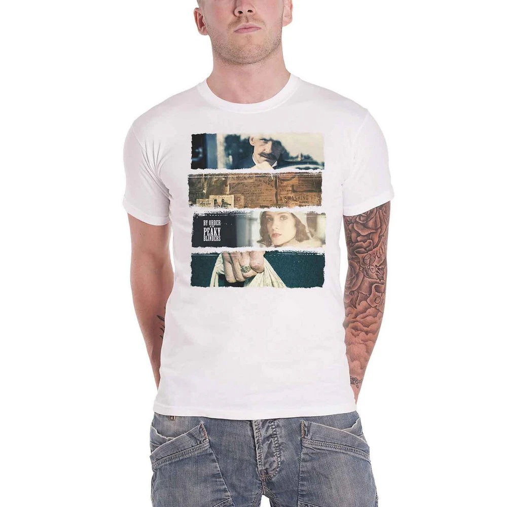 Peaky Blinders Unisex Adult Slices T-Shirt (White) - RO1143