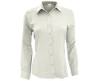 Henbury Womens Wicking Long Sleeve Work Shirt (White) - RW2697