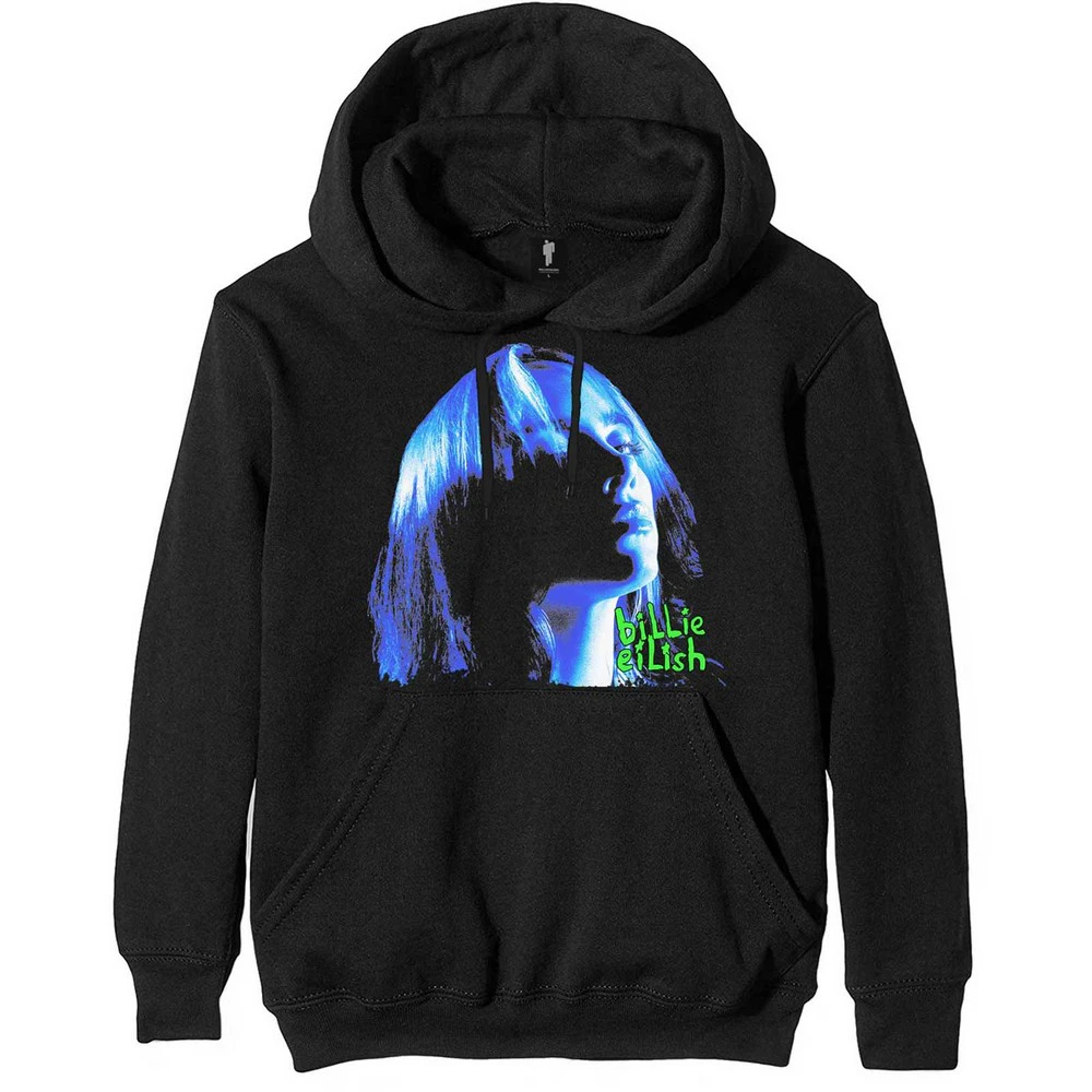 Billie Eilish Unisex Adult Neon Shadow Hoodie (Black/Blue) - RO4529