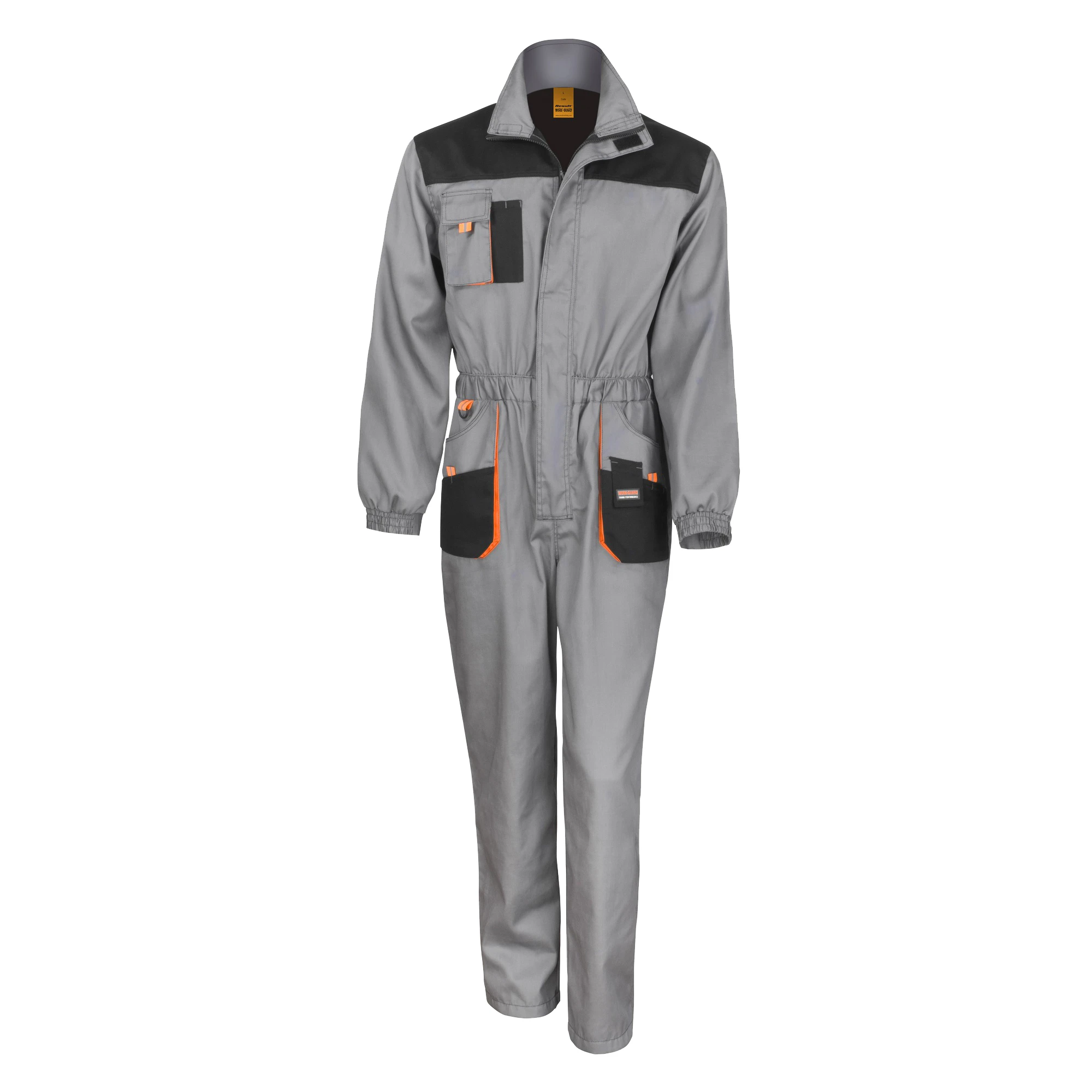 Result Unisex Work-Guard Lite Workwear Coverall (Breathable And Windproof) (Grey / Black / Orange) - RW3715