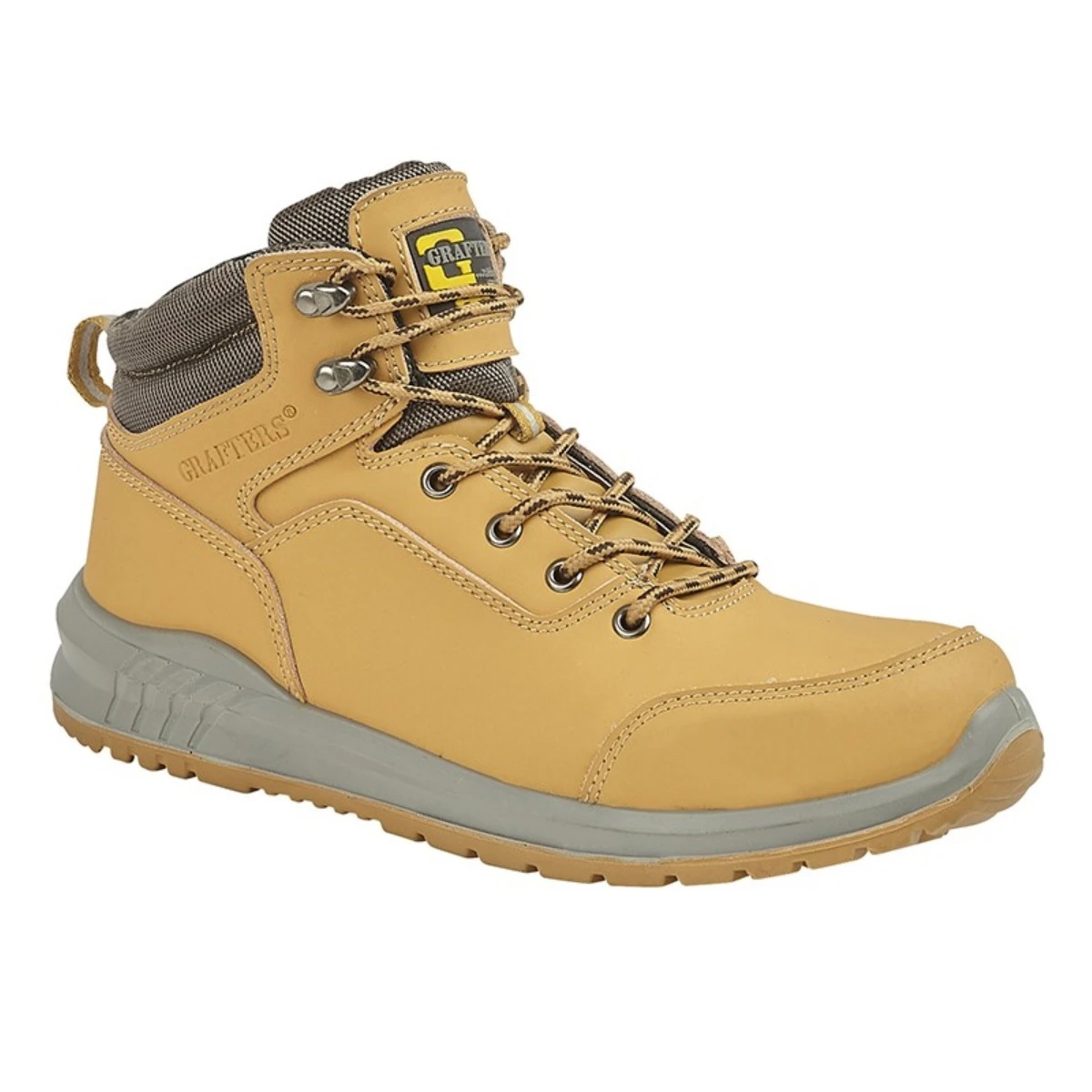 Grafters Mens Action Nubuck Safety Ankle Boots (Honey) - DF1917