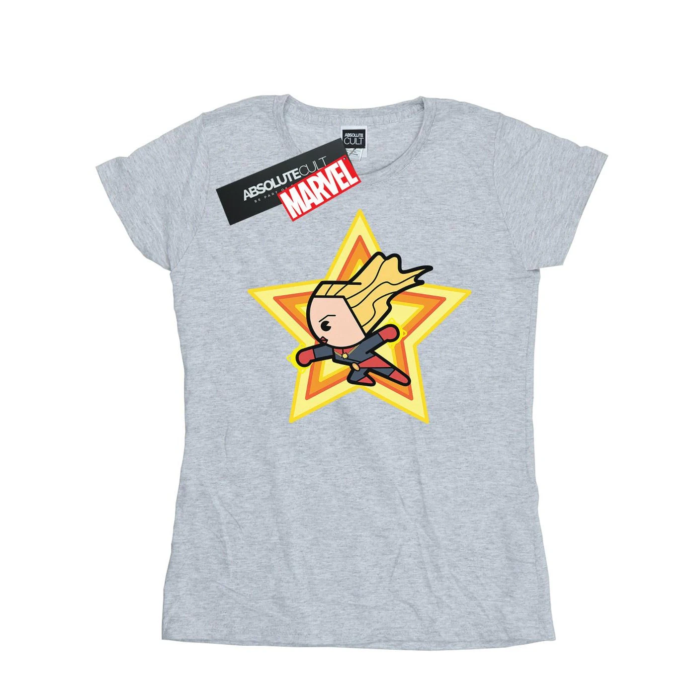 Captain Marvel Womens Kawaii Cotton T-Shirt (Sports Grey) - BI642