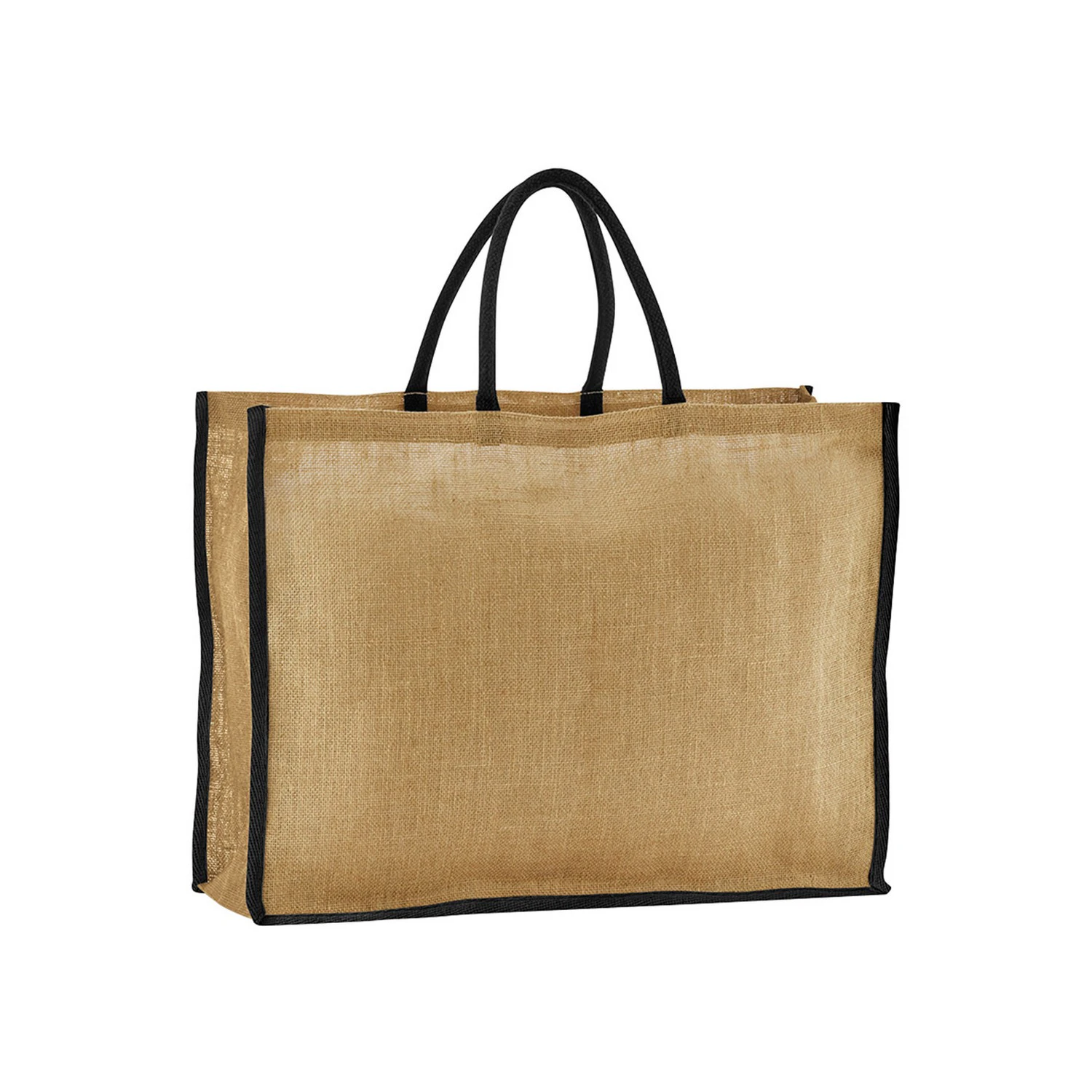 Westford Mill Contrast Starched Jute Tote Bag (Natural/Black) - RW10043