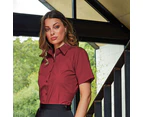 Premier Short Sleeve Poplin Blouse / Plain Work Shirt (Burgundy) - RW1092