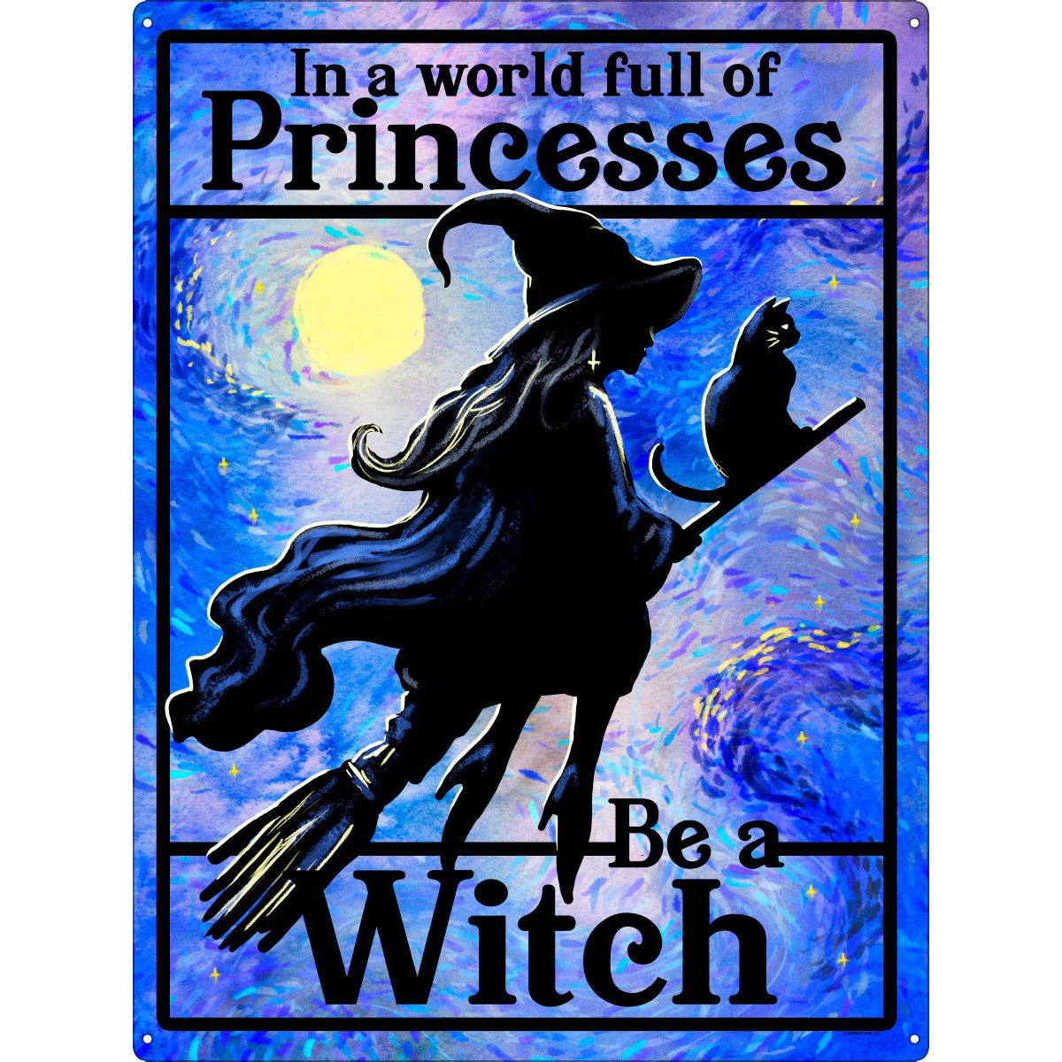 Grindstore In A World Full of Princesses Witch Plaque (Blue/Black/Yellow) - GR6208