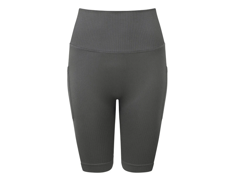 TriDri Womens Ribbed Seamless 3D Cycling Shorts (Charcoal) - RW8428