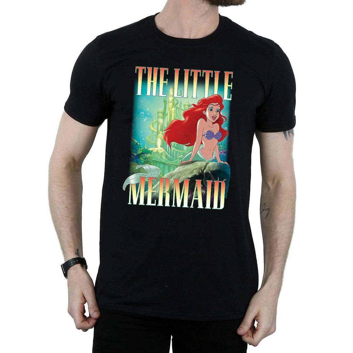 The Little Mermaid Mens Ariel Montage Cotton T-Shirt (Black) - BI547