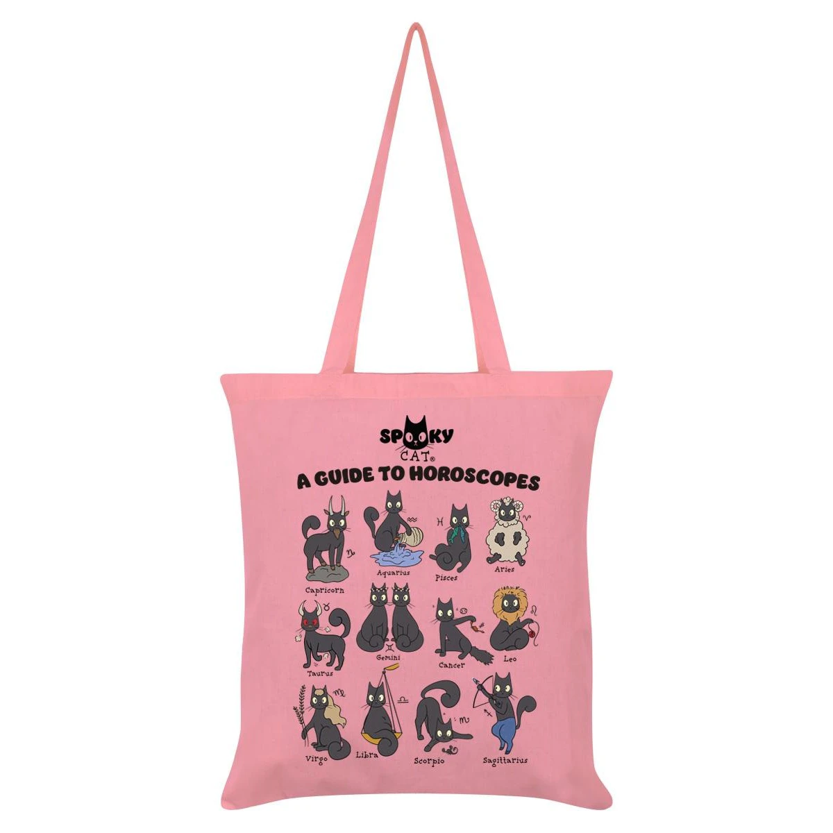 Spooky Cat A Guide To Horoscopes Tote Bag (Pale Pink) - GR6237