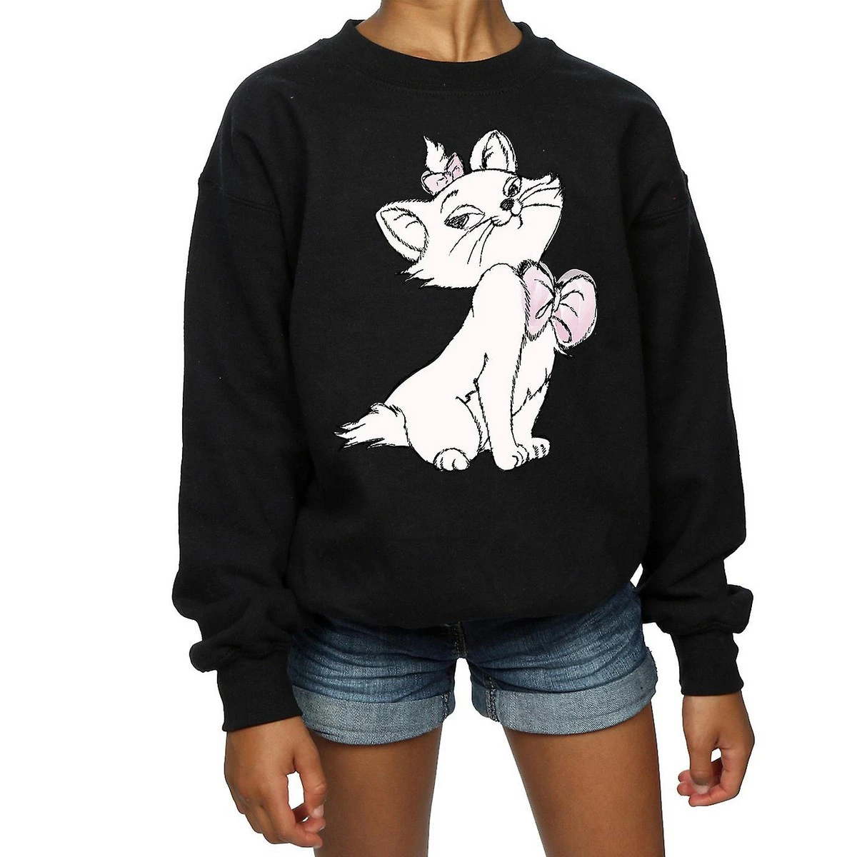 The Aristocats Girls Marie Cotton Sweatshirt (Black) - BI809