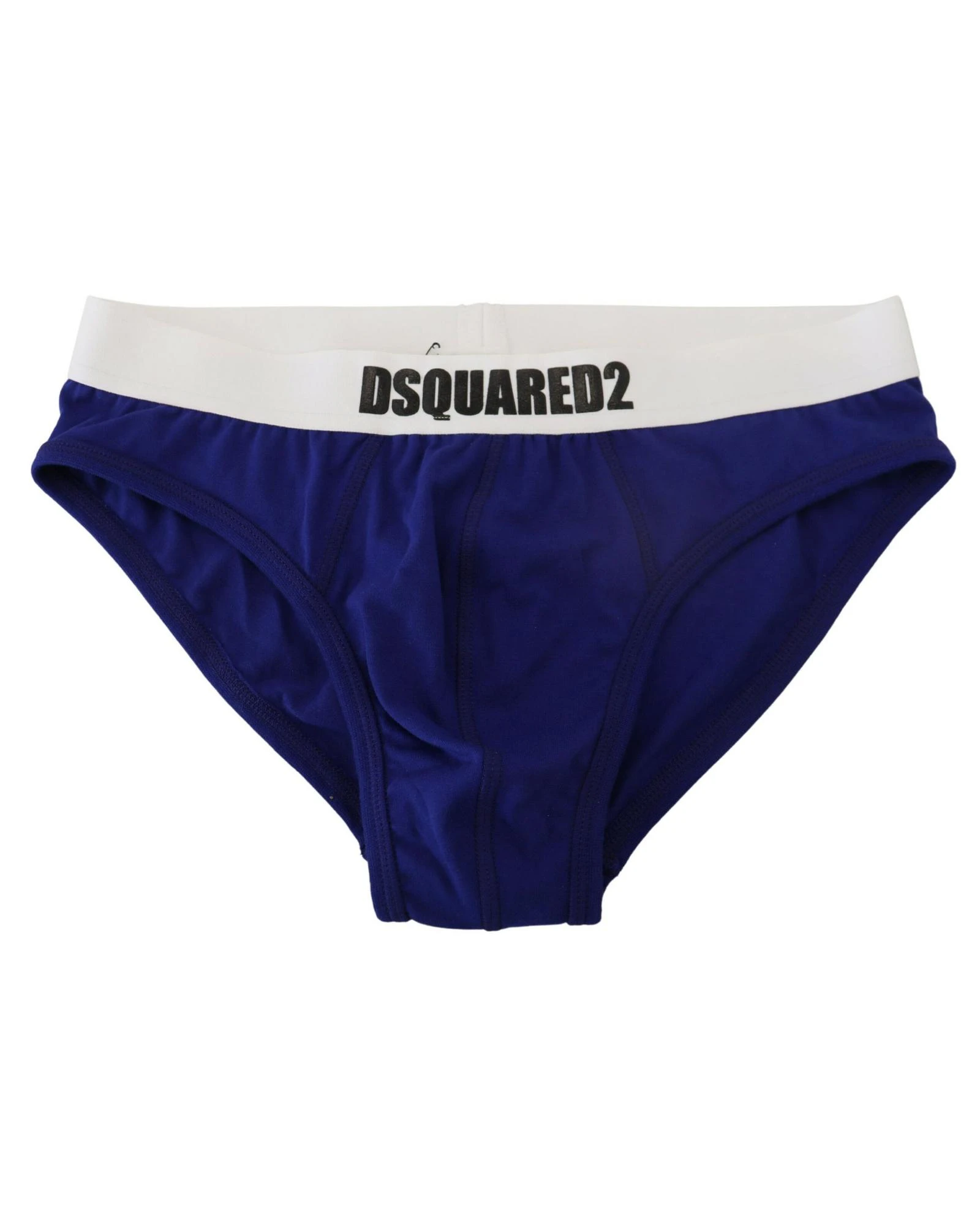 DSQUARED2 Elastic Waist Brief in Cotton Stretch Fabric - Blue and White