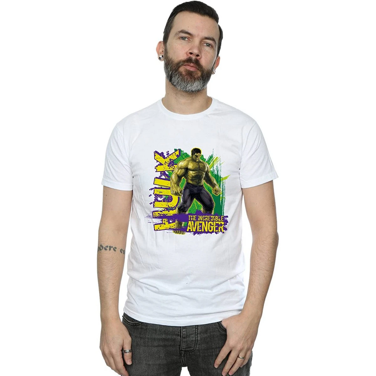 Hulk Mens The Incredible Avenger T-Shirt (White) - BI404