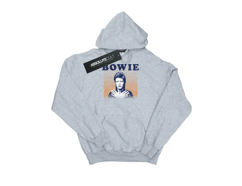 David Bowie Girls Orange Stripes Hoodie (Sports Grey) - BI6034