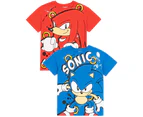 Sonic The Hedgehog Childrens/Kids Character T-Shirt (Pack of 2) (Red/Blue) - NS7163