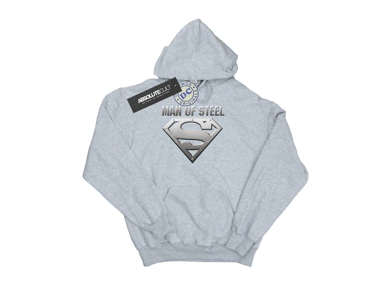 DC Comics Mens Superman Man Of Steel Shield Hoodie (Sports Grey) - BI8834