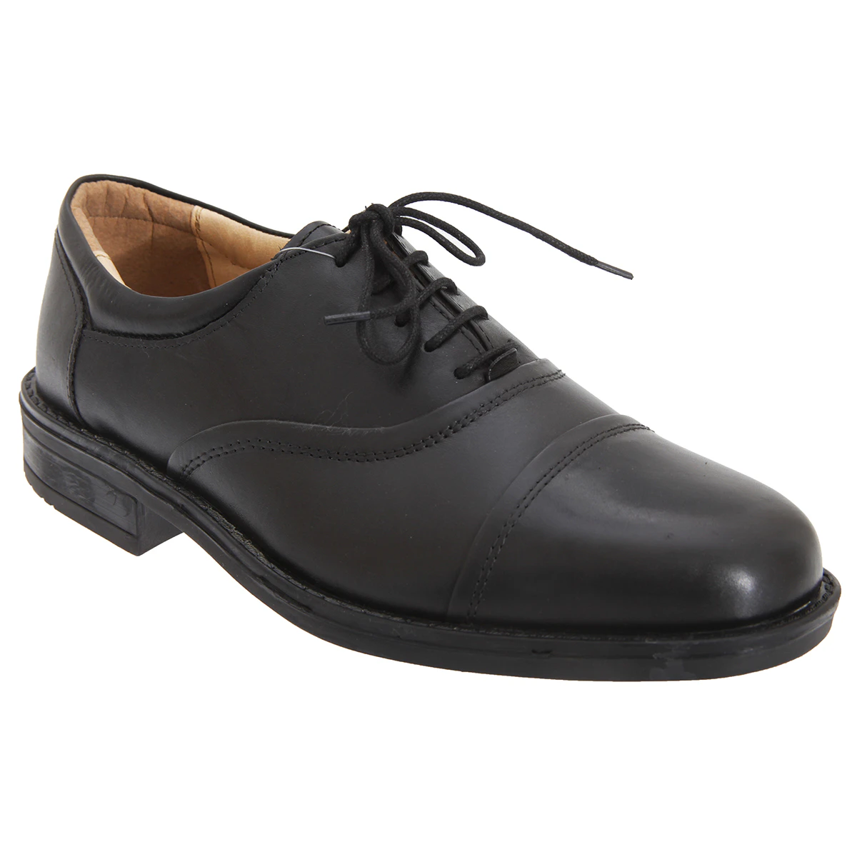 Roamers Mens Softie Leather Blind Eye Flexi Capped Oxford Shoes (Black) - DF753