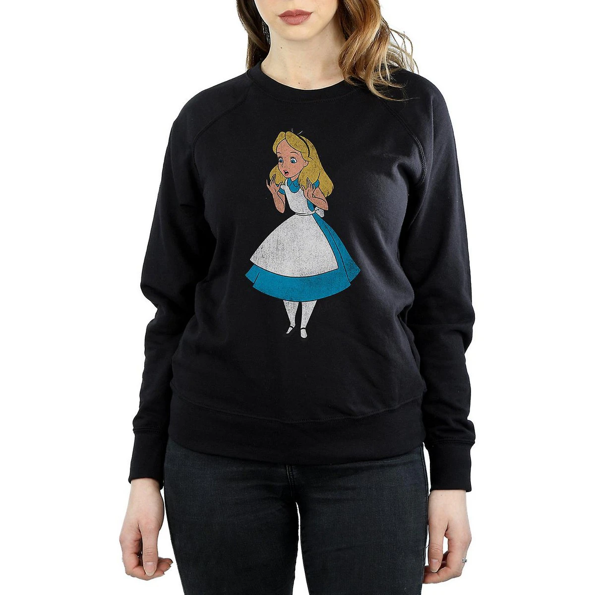 Alice In Wonderland Womens Classic Cotton Sweatshirt (Black) - BI586