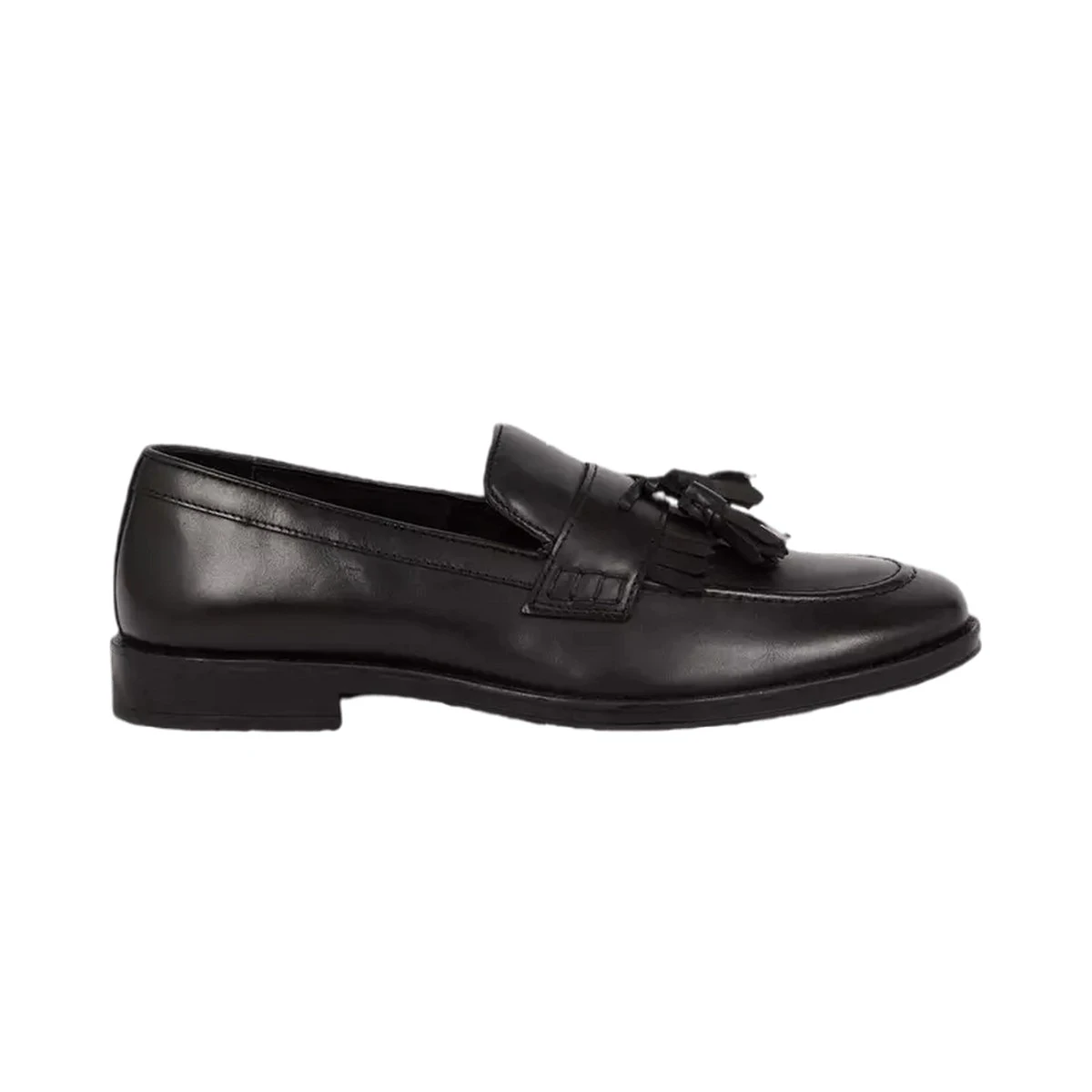 Burton Mens Tassel Leather Slip-on Loafers (Black) - BW299